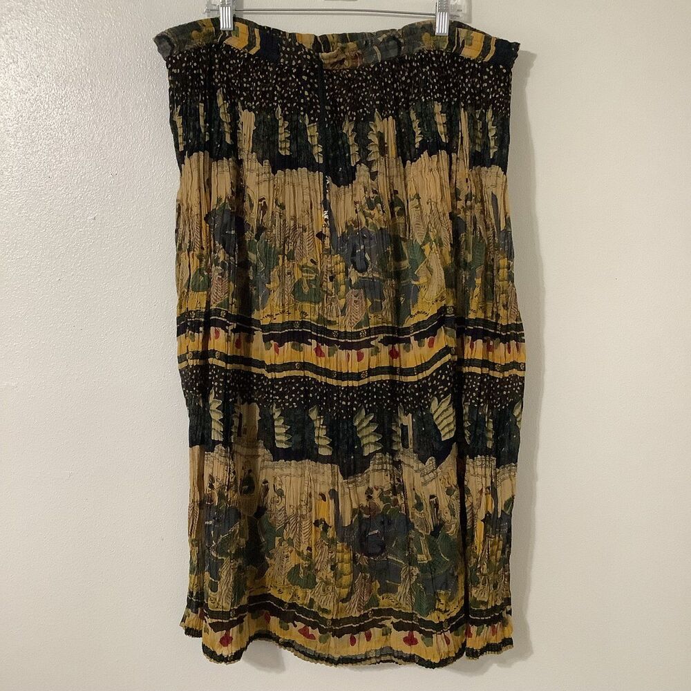 Gold Star Vintage Bohemian Hippie‎ Indie Asian Inspired Wearable Art Maxi Skirt